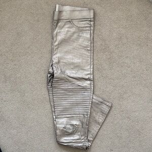 Metallic Silver Women’s Moto Leggings